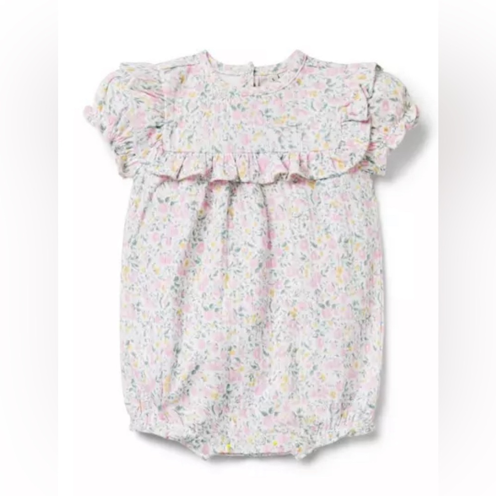 Janie and Jack Baby Floral Pointelle Romper Size 3-6 Months in perfect condition